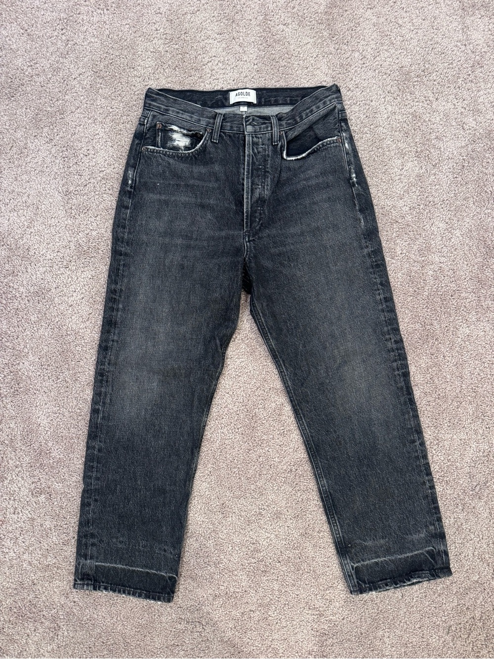 Agolde Faded Black high-rise baggy ankle jeans